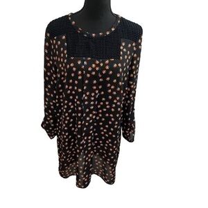 Elegant Black Blouse with Floral Design